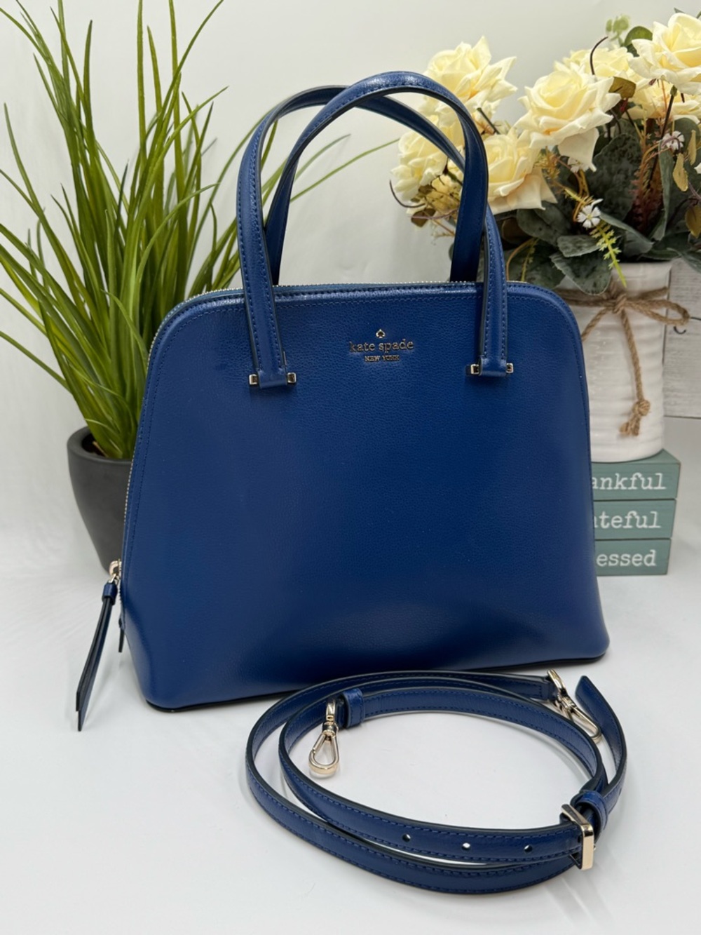 Kate Spade Darcy Large Satchel Crossbody in Blazer Blue